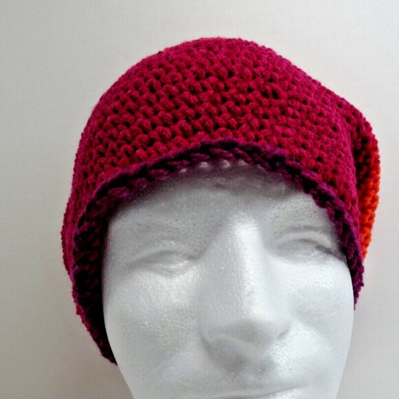 Multicolor Slouch Hat Baggy Beanie Cap Unisex Handmade Crochet Knit Stripe NWT - Picture 4 of 7